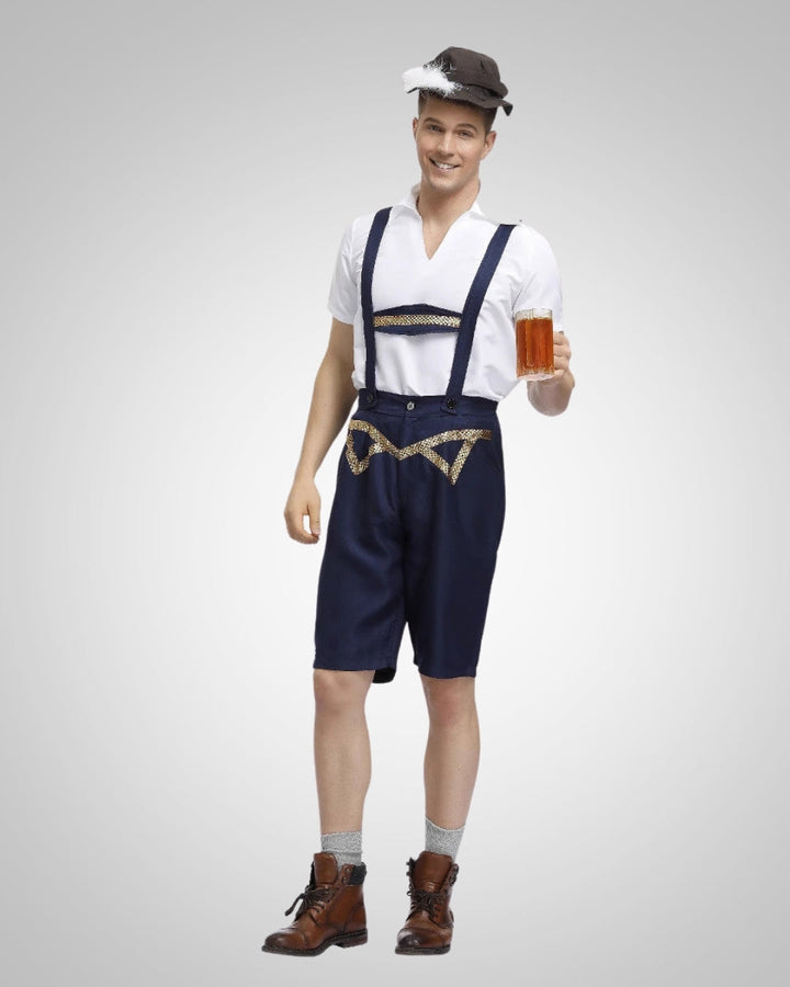Herren Kurze Lederhose zum Oktoberfest in Blau