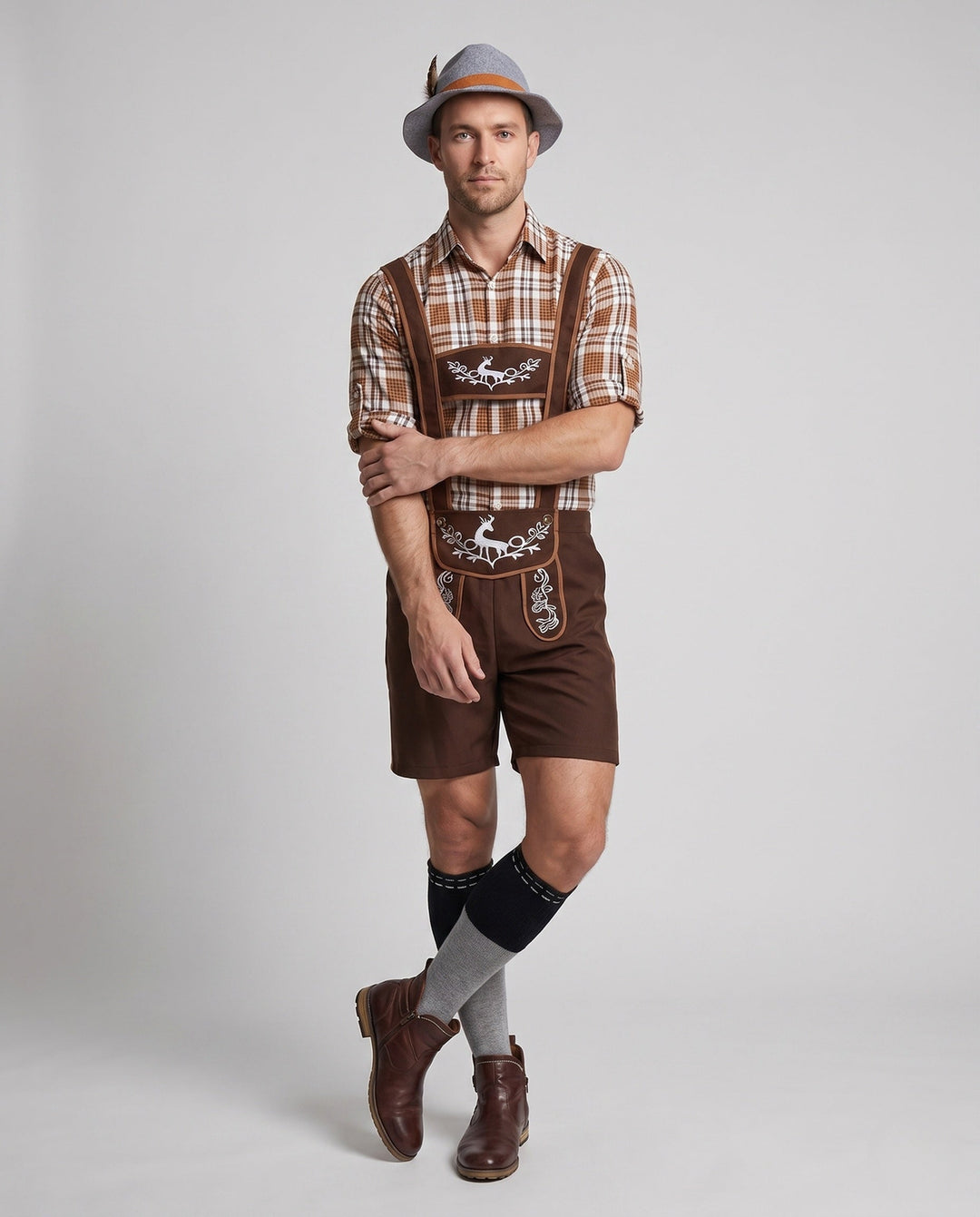 Herren Lederhose Oktoberfest im Trachtenstil