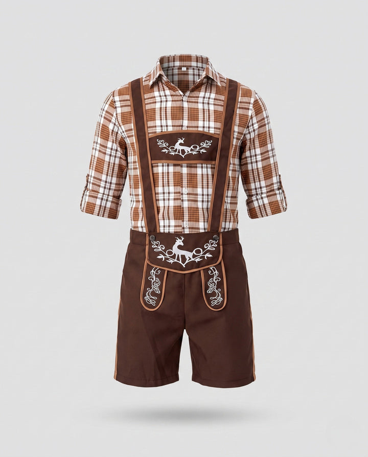 Herren Lederhose Oktoberfest im Trachtenstil in Braun