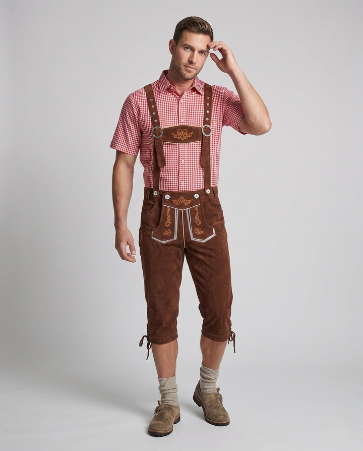 Herren Lederhose zum Oktoberfest mit Stickerei