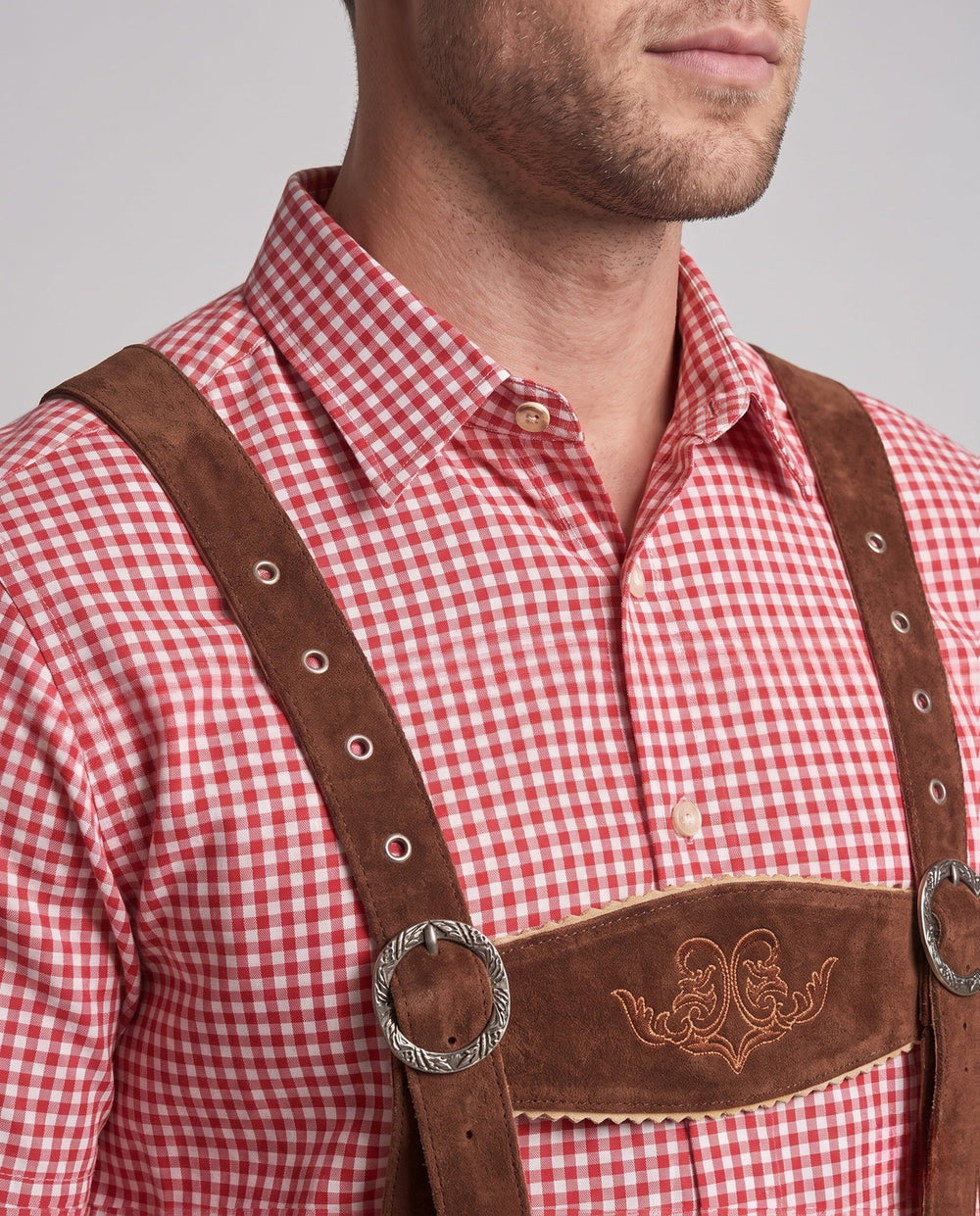 Herren Lederhose zum Oktoberfest mit Stickerei (2)