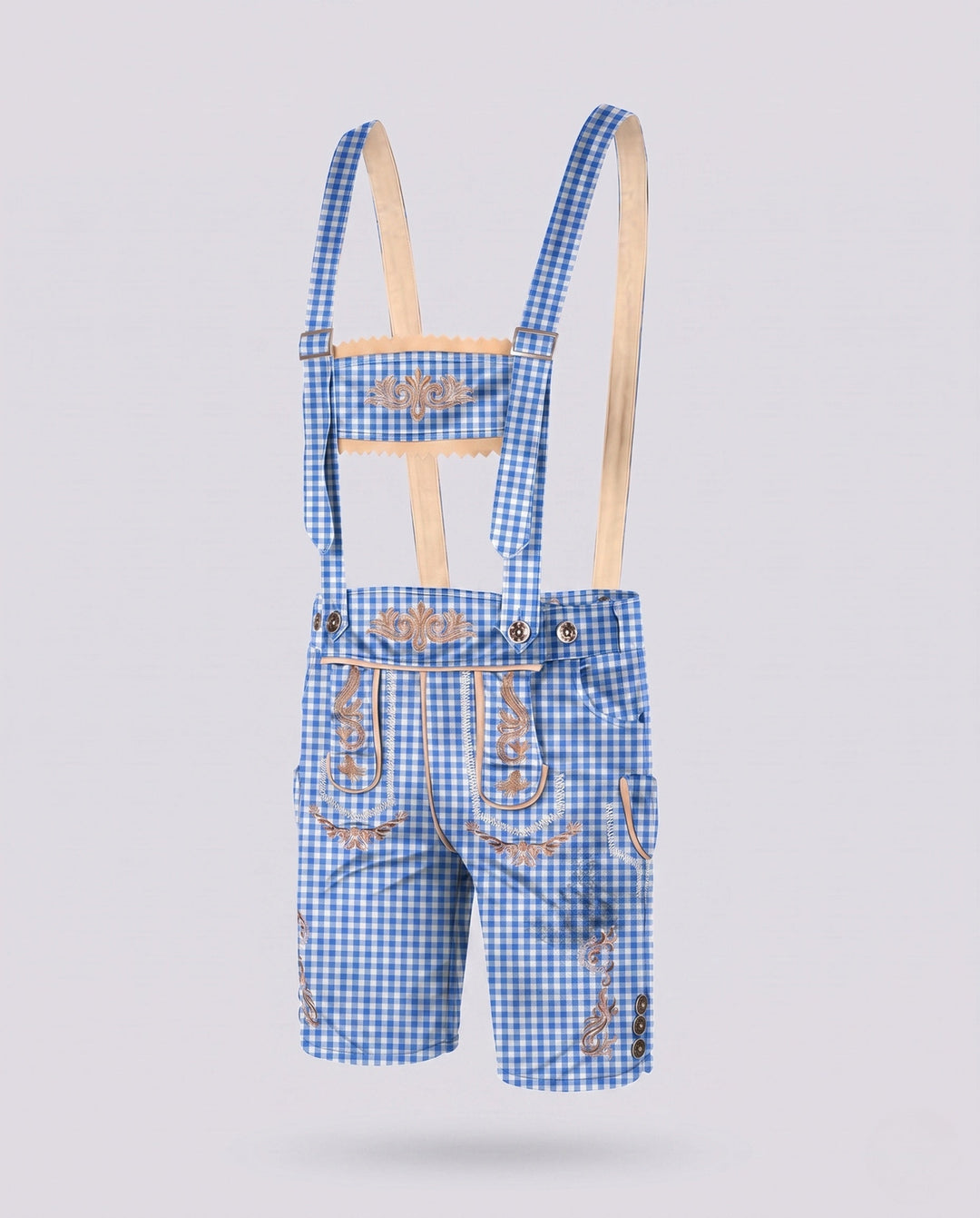 Herren Lederhose zum Oktoberfest mit Stickerei in Blau