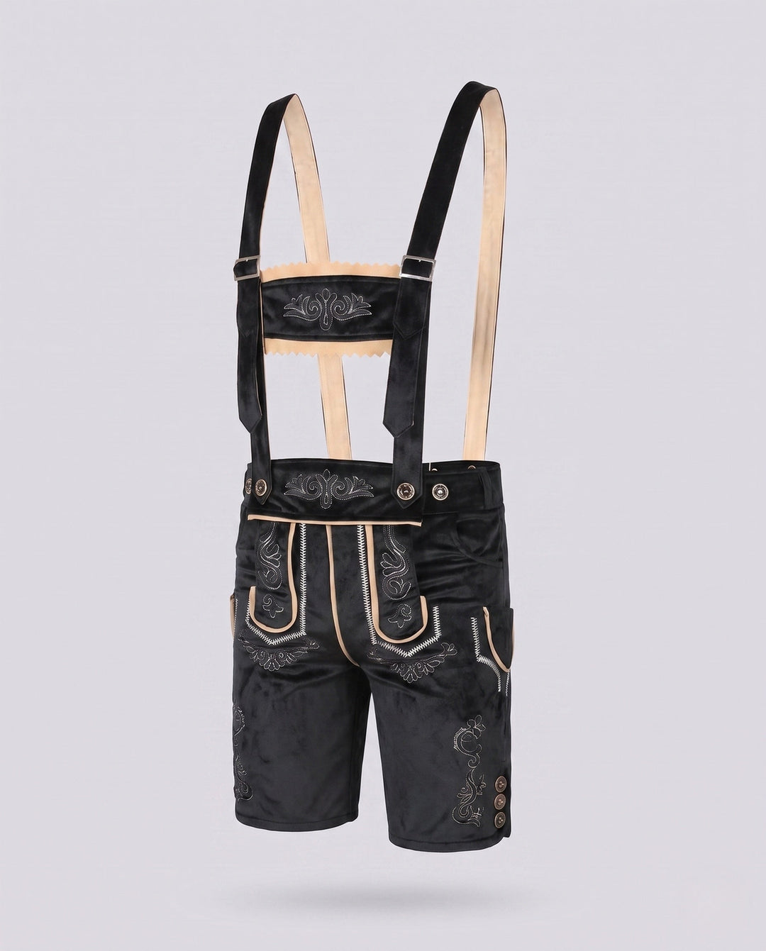 Herren Lederhose zum Oktoberfest mit Stickerei in Schwarz