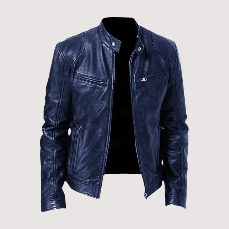 Herren Lederjacke elegant für den Herbst in Dunkelblau