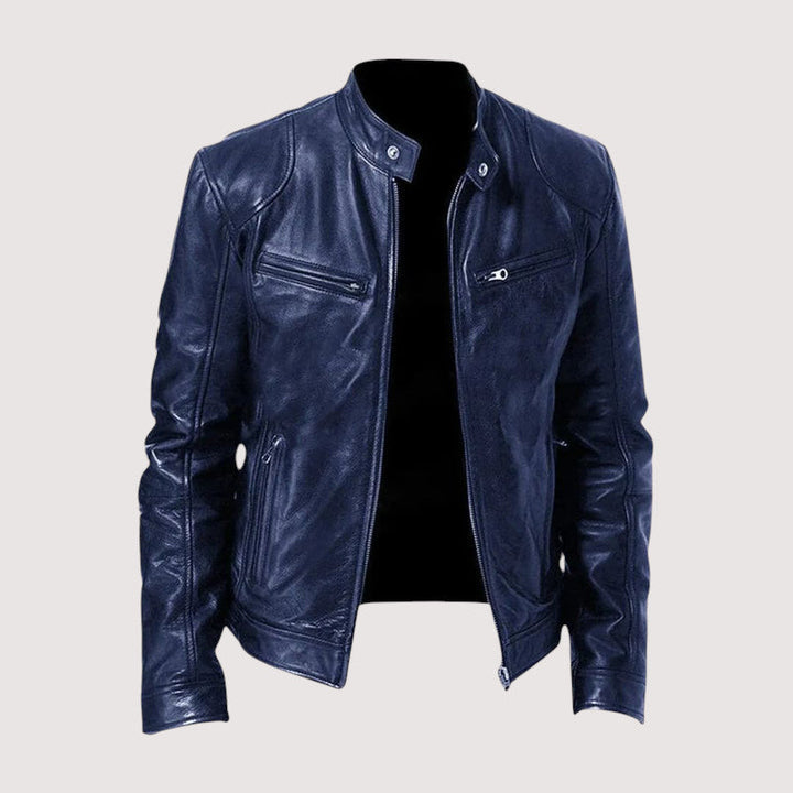 Herren Lederjacke elegant für den Herbst in Dunkelblau