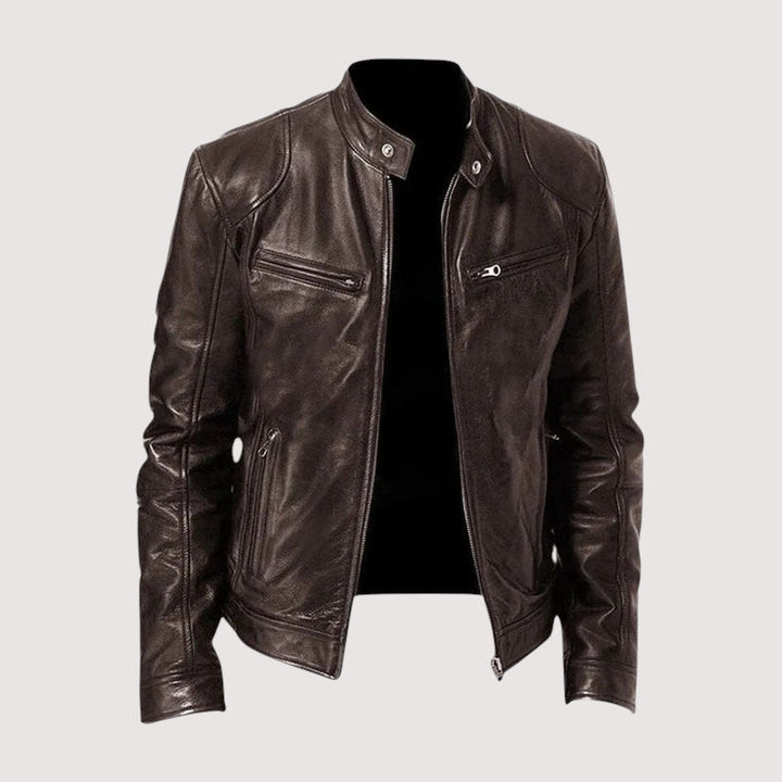 Herren Lederjacke elegant für den Herbst in Dunkelbraun
