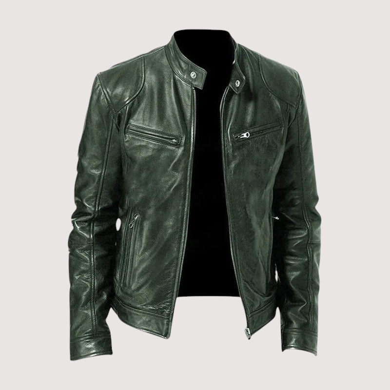 Herren Lederjacke elegant für den Herbst in Dunkelgrün