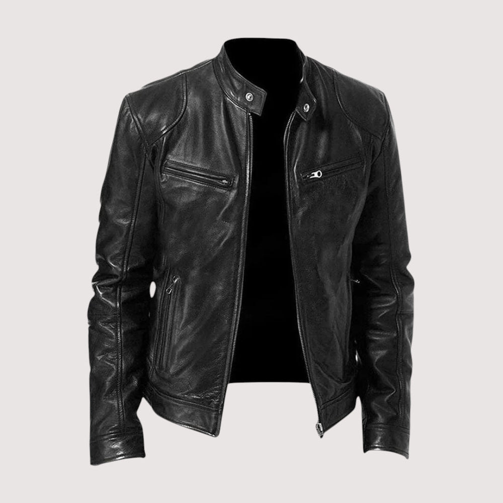 Herren Lederjacke elegant für den Herbst in Schwarz