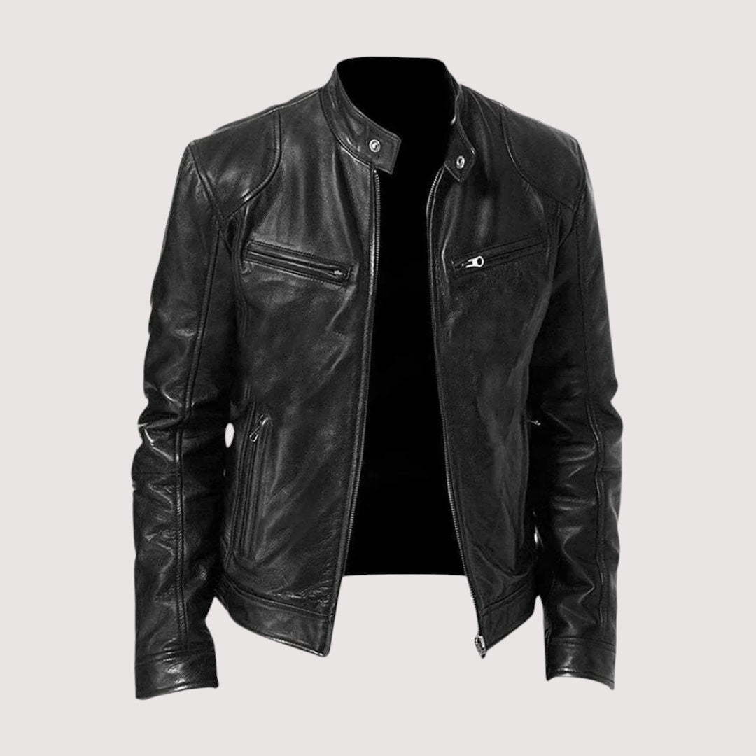 Herren Lederjacke elegant für den Herbst in Schwarz