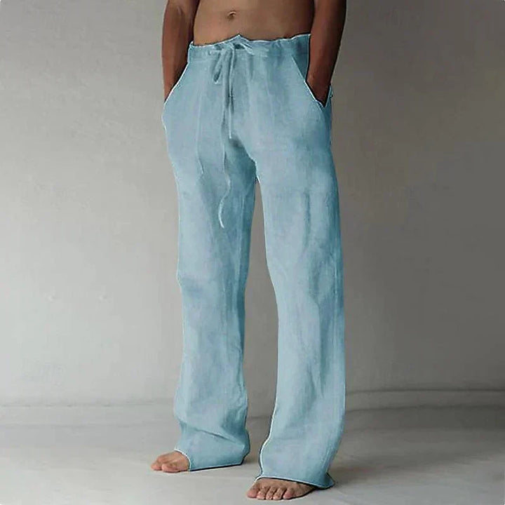 Herren Lockere Baumwollhose im Strandlook in Blau