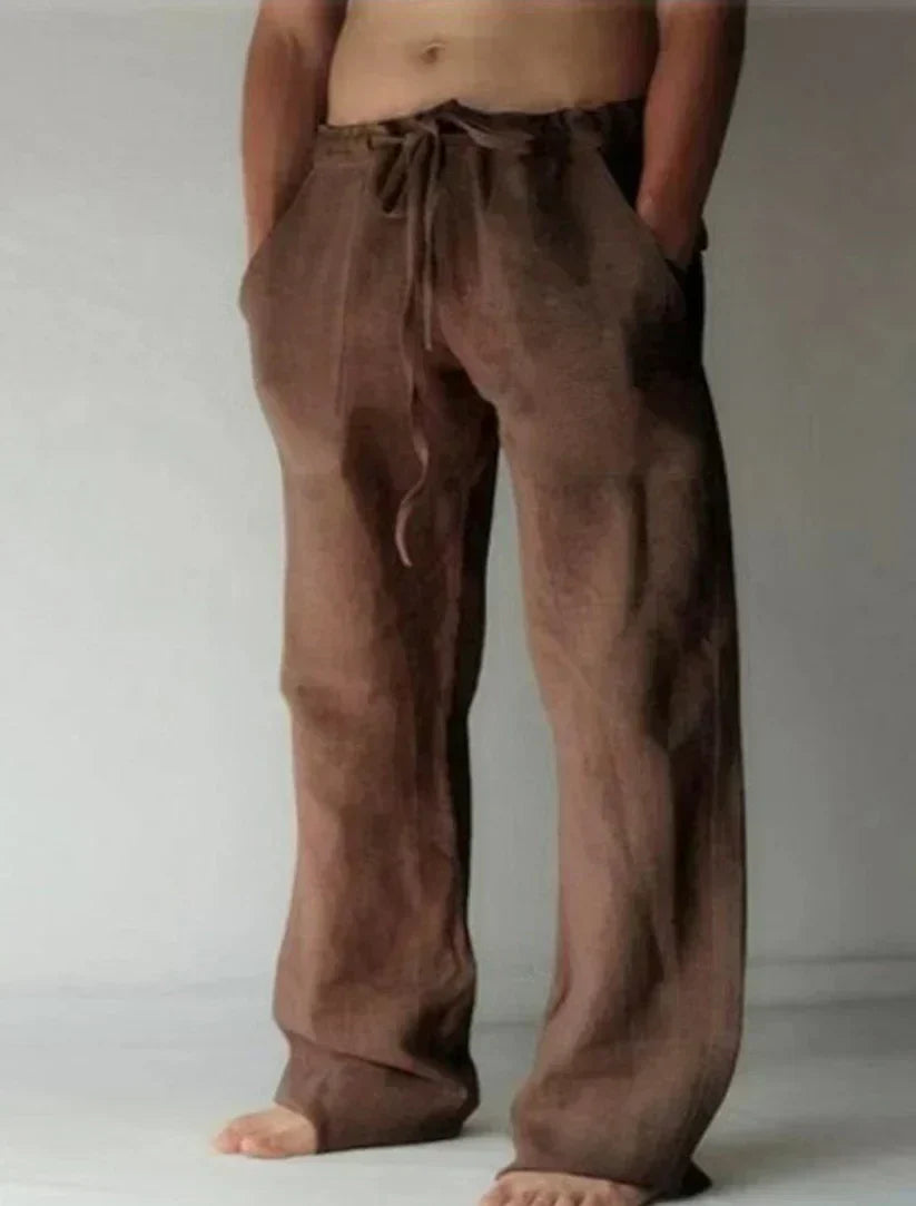 Herren Lockere Baumwollhose im Strandlook in Braun