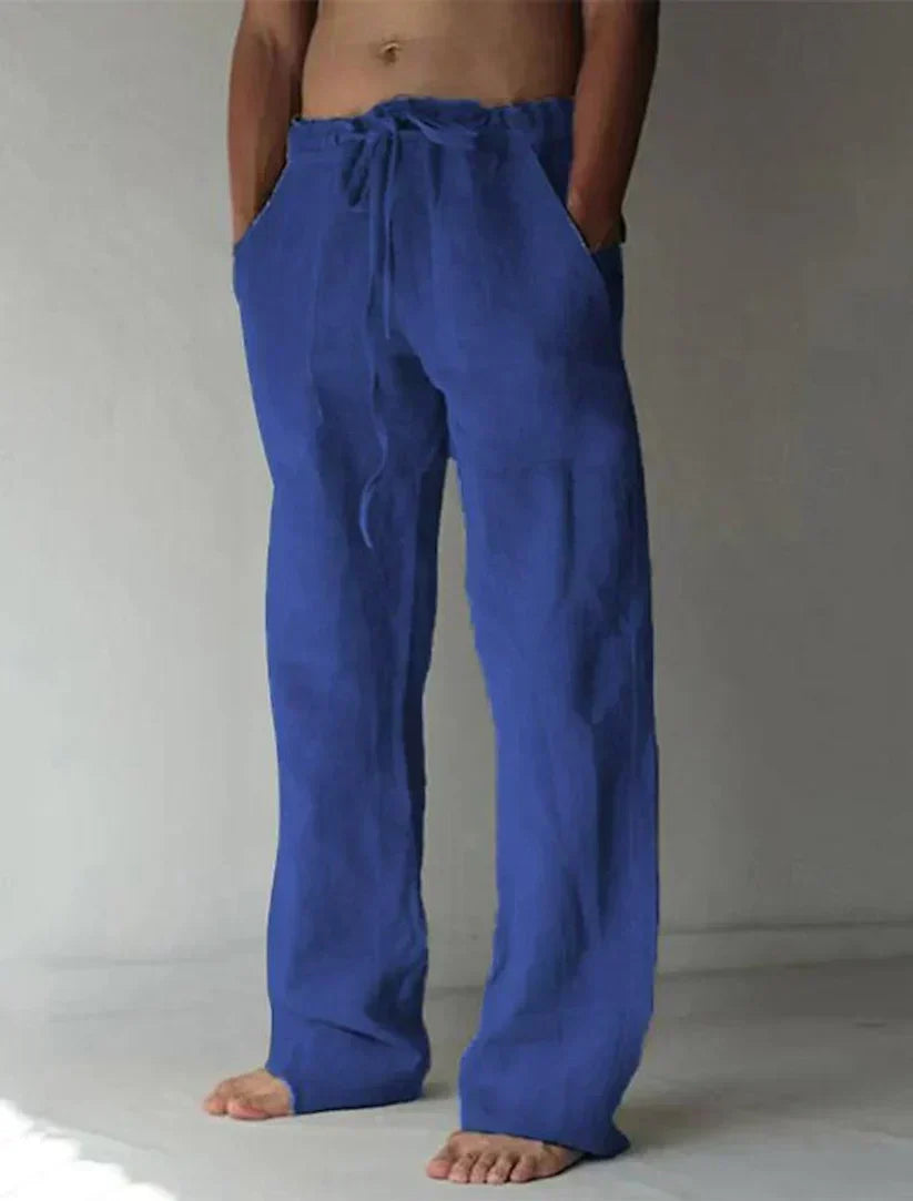 Herren Lockere Baumwollhose im Strandlook in Dunkelblau