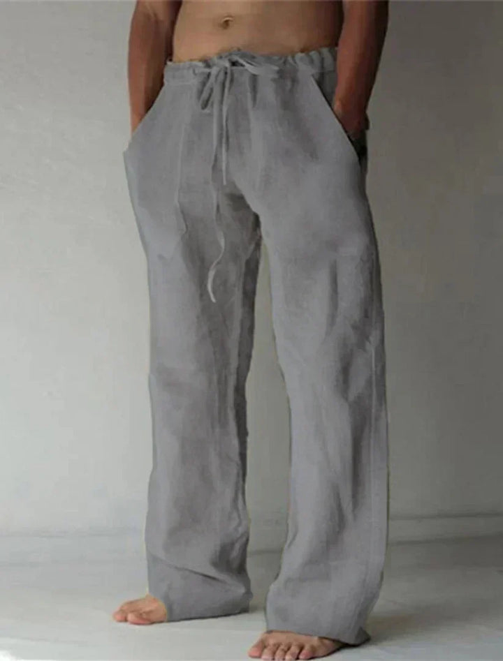 Herren Lockere Baumwollhose im Strandlook in Dunkelgrau