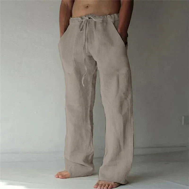 Herren Lockere Baumwollhose im Strandlook in Grau