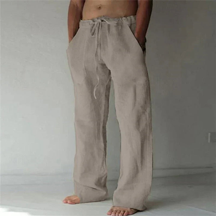 Herren Lockere Baumwollhose im Strandlook in Grau