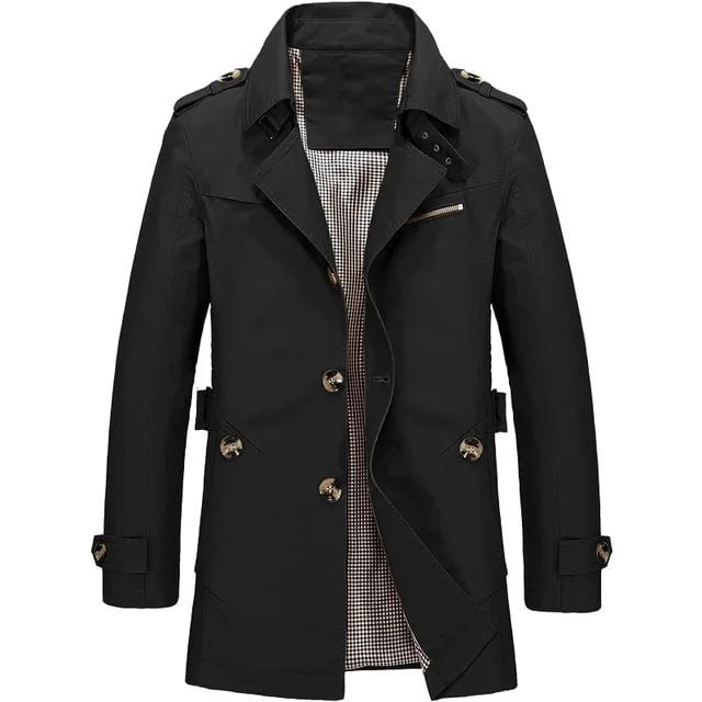 Herren Mantel für Herbst und Outdoor in Schwarz