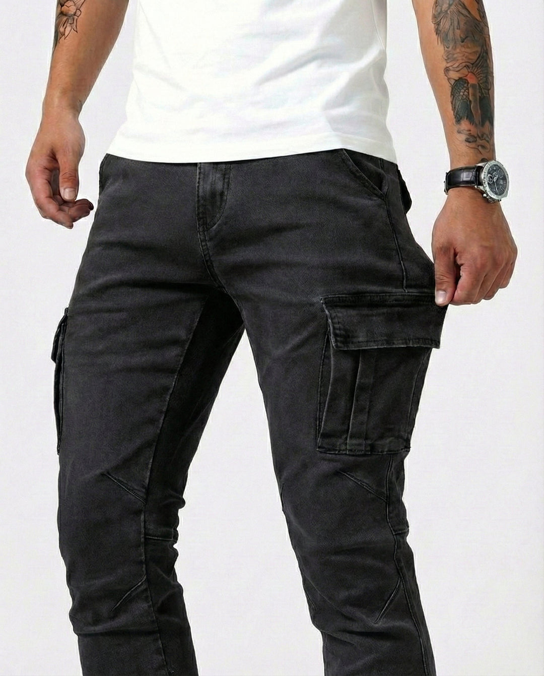 Herren Moderne Elastische Cargo-Hose Slim (12)