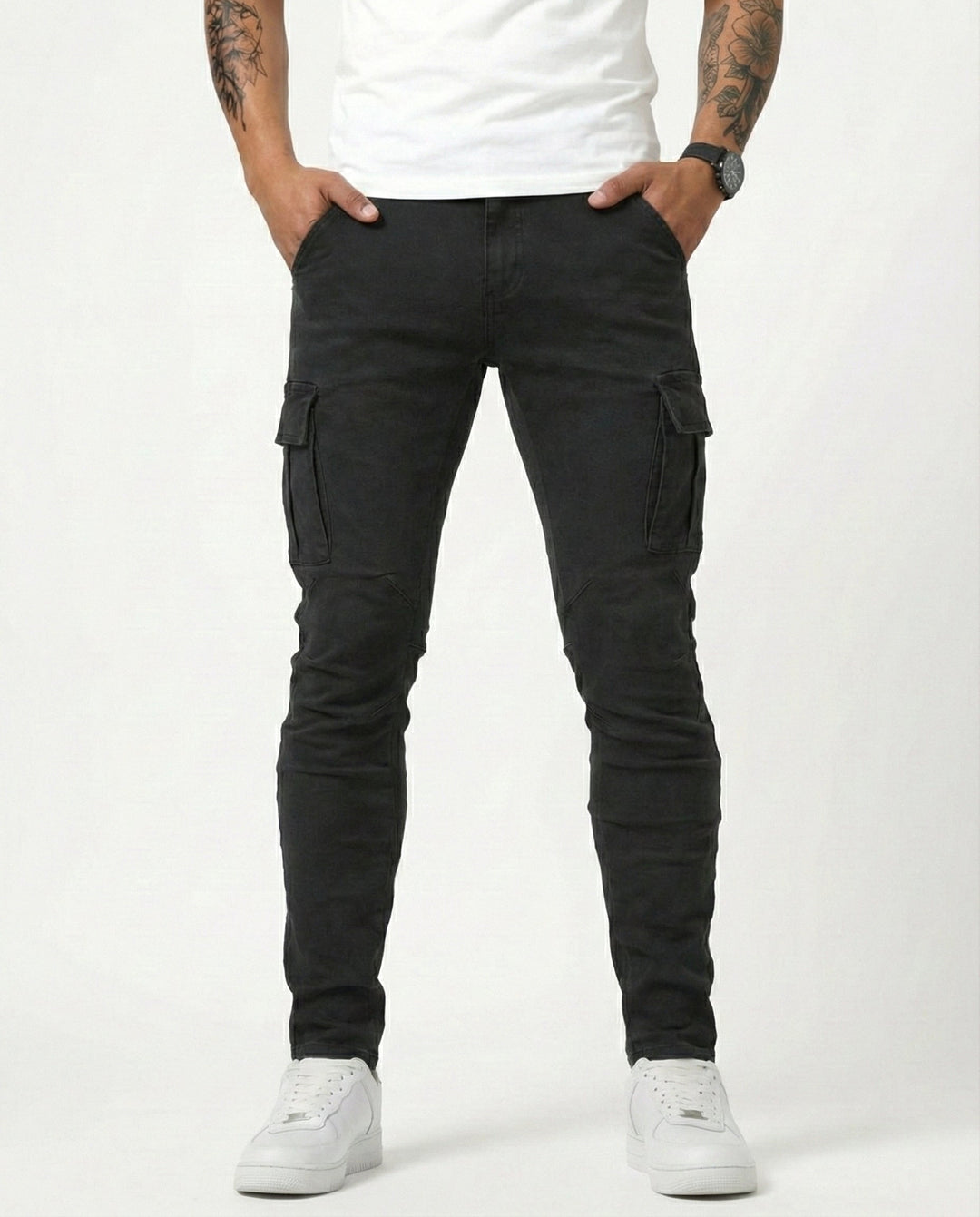 Herren Moderne Elastische Cargo-Hose Slim (13)