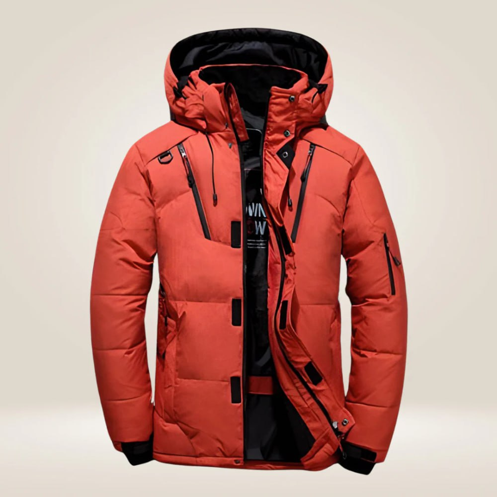 Herren Parka schwarz wetterfest für Herbst in Orange