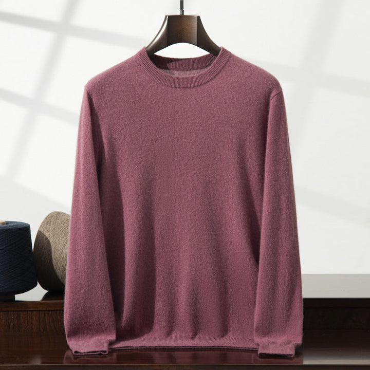 Herren Pullover aus Kaschmir mit Stehkragen in Bergviolett Rundhals