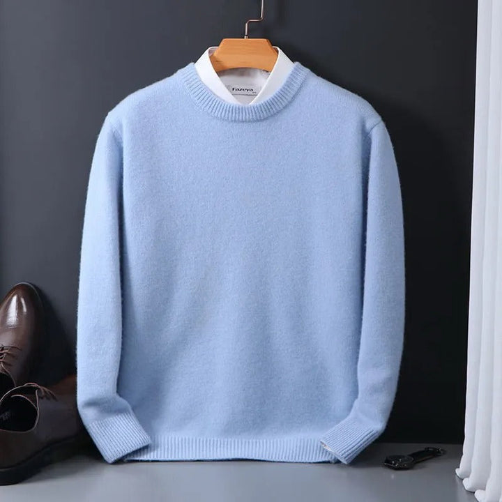 Herren Pullover aus Mohair mit geometrischem Muster in Blau 1