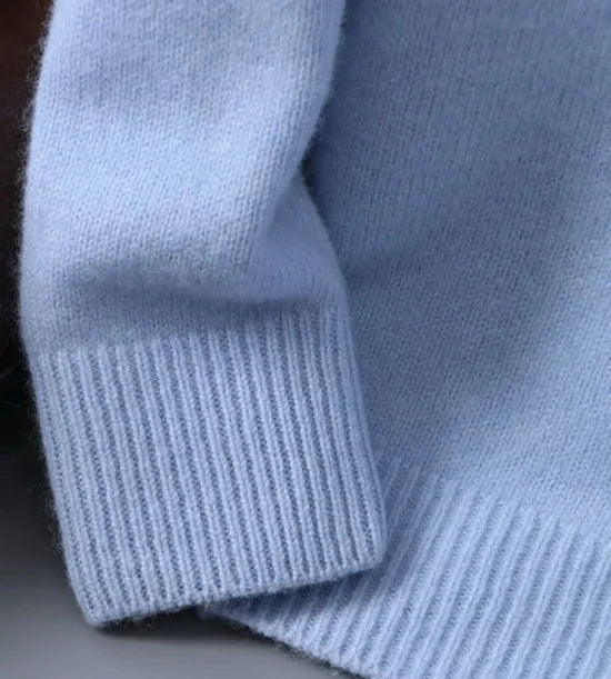 Herren Pullover aus Mohair mit geometrischem Muster in Blau 3