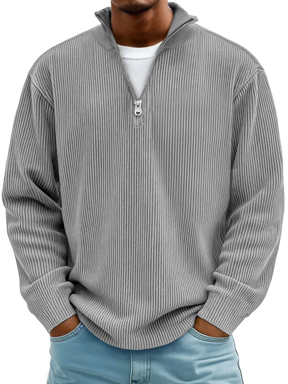 Herren Pullover im modernen Schnitt für Herbst in Grau