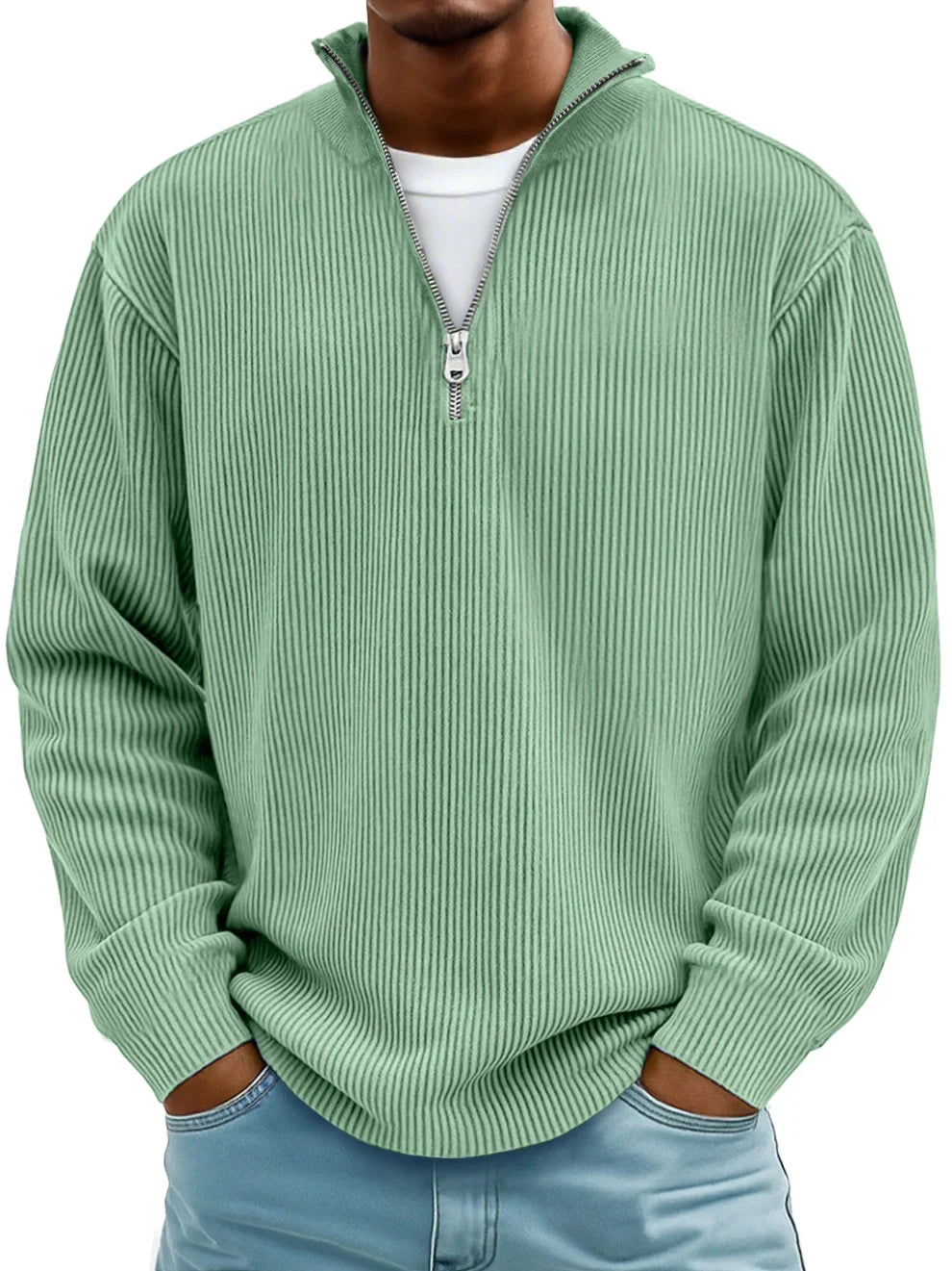 Herren Pullover im modernen Schnitt für Herbst in Grün
