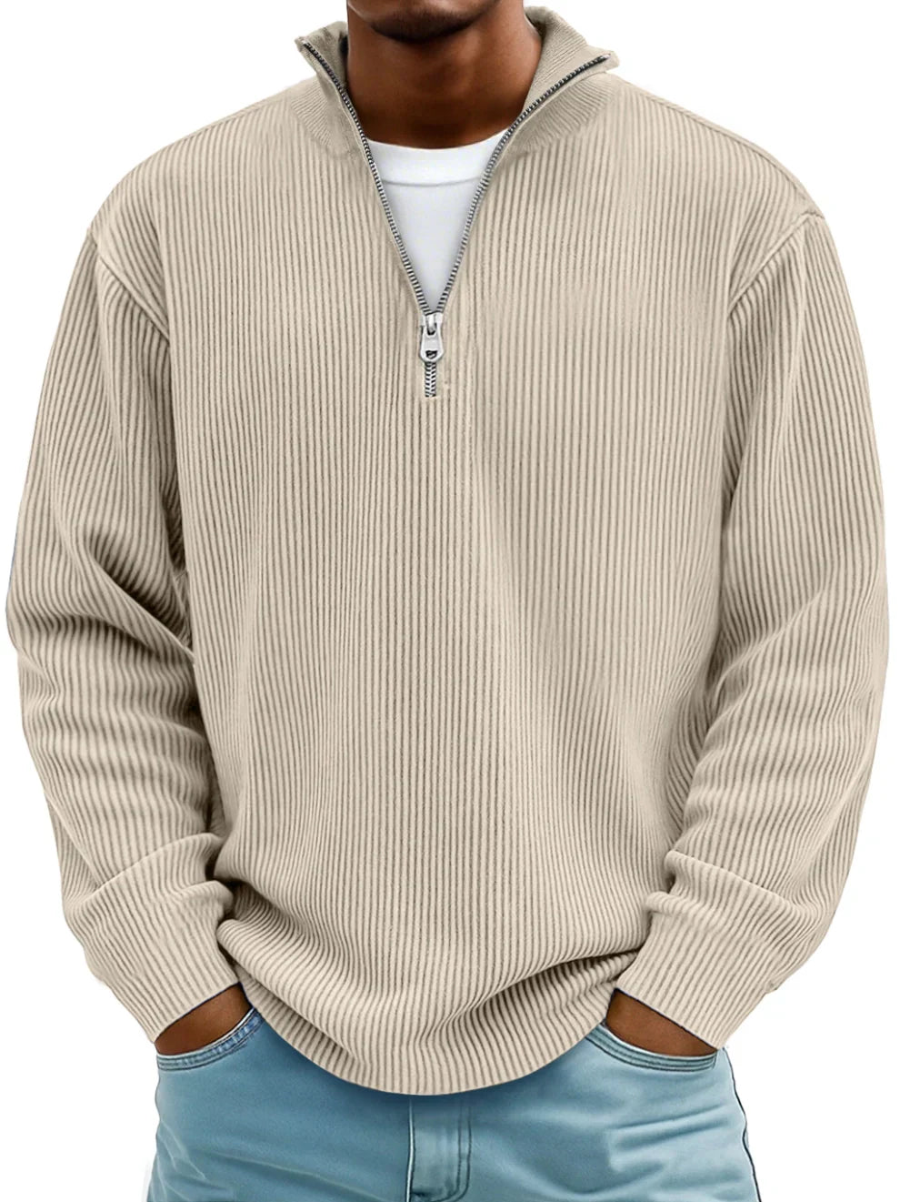 Herren Pullover im modernen Schnitt für Herbst in Khaki