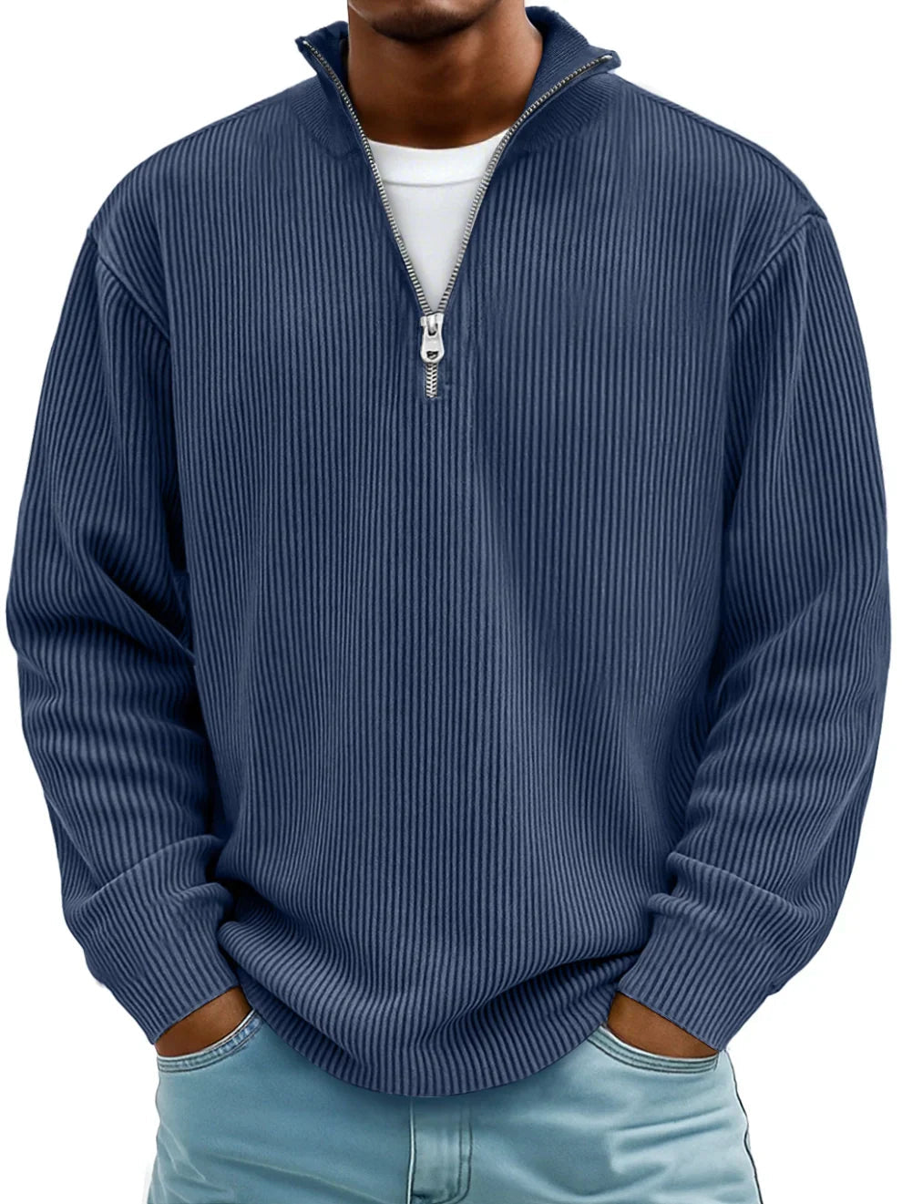 Herren Pullover im modernen Schnitt für Herbst in Marineblau