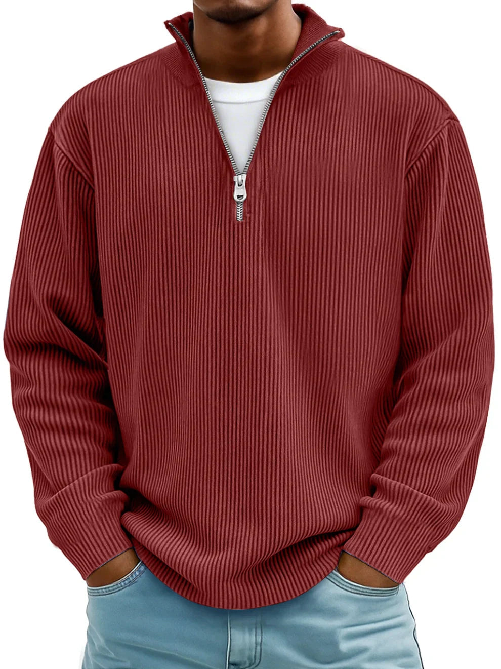 Herren Pullover im modernen Schnitt für Herbst in Rot