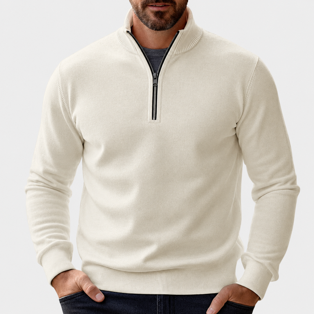 Herren Pullover Lässig mit Reißverschluss in Beige