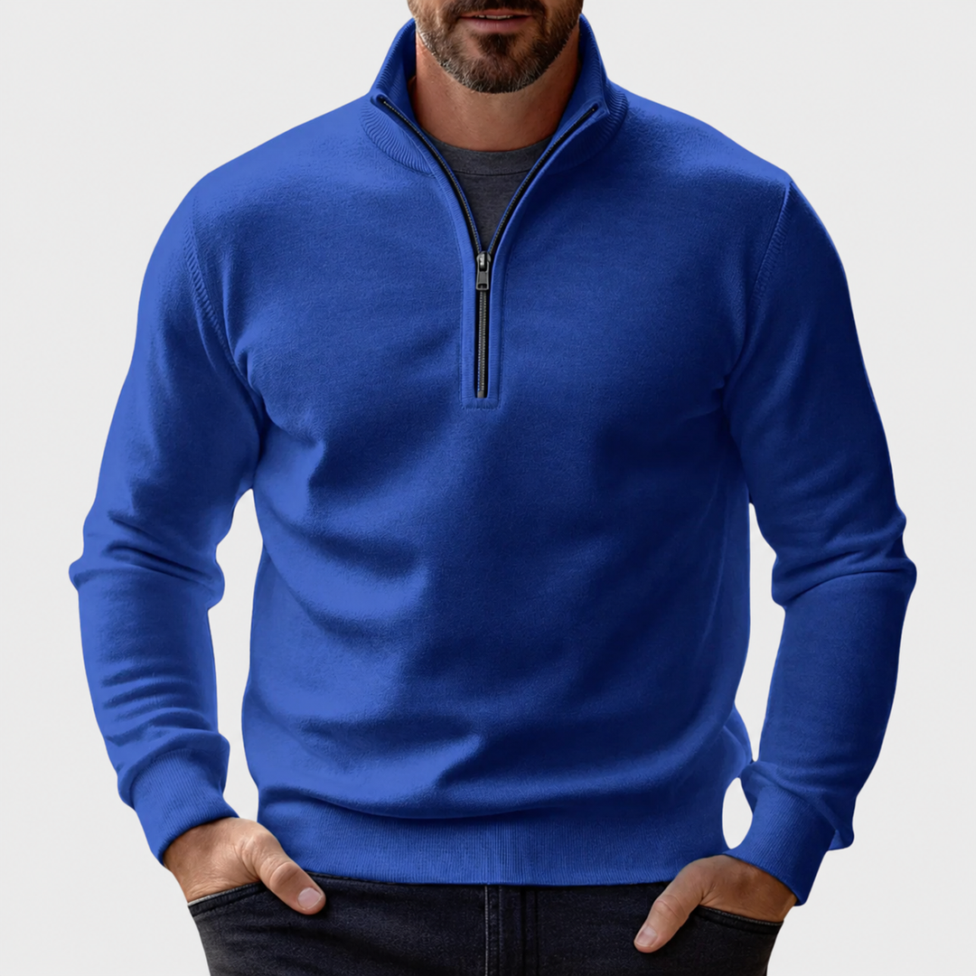 Herren Pullover Lässig mit Reißverschluss in Blau