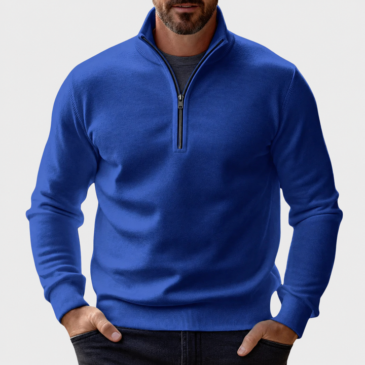 Herren Pullover Lässig mit Reißverschluss in Blau