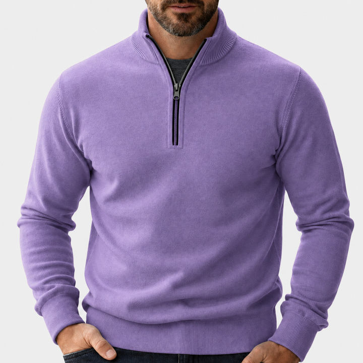 Herren Pullover Lässig mit Reißverschluss in Lila