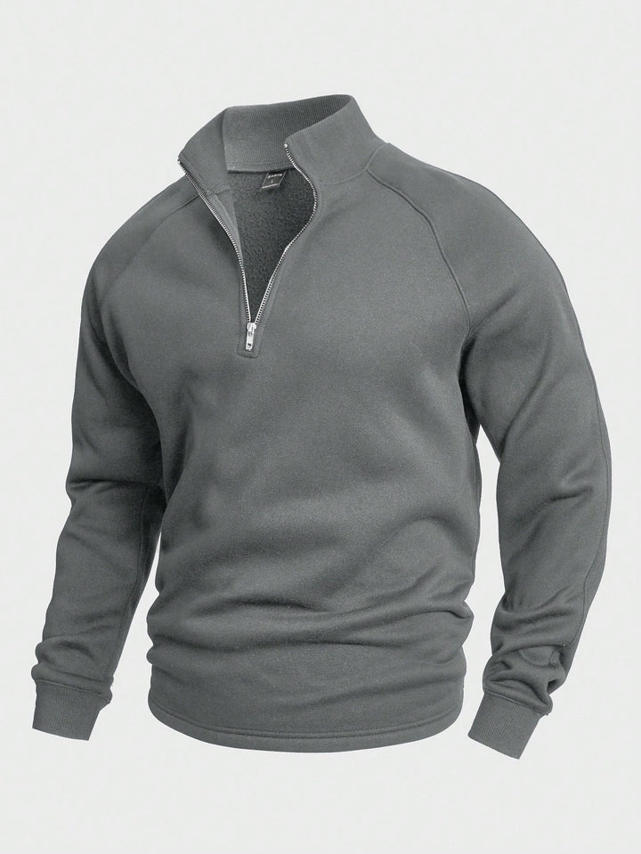 Herren Pullover mit Reißverschluss für Herbst in Grau