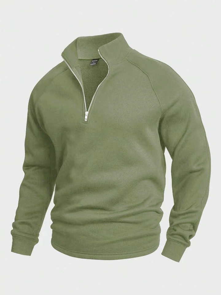 Herren Pullover mit Reißverschluss für Herbst in Grün