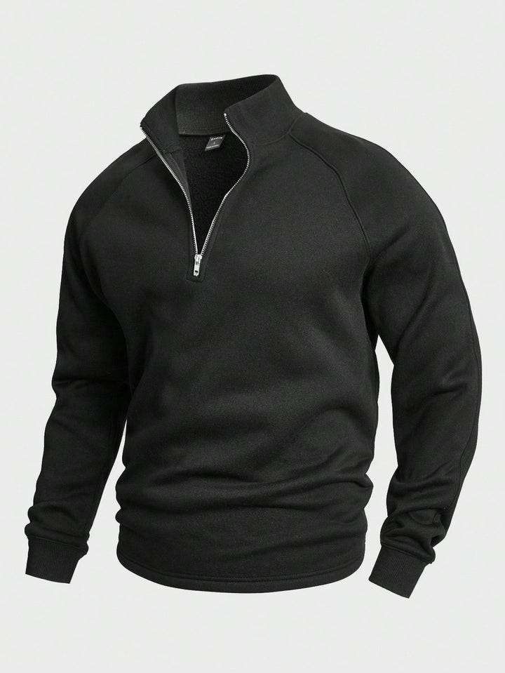 Herren Pullover mit Reißverschluss für Herbst in Schwarz