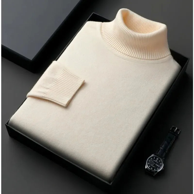 Herren Pullover Rollkragen warm Herbst in Beige