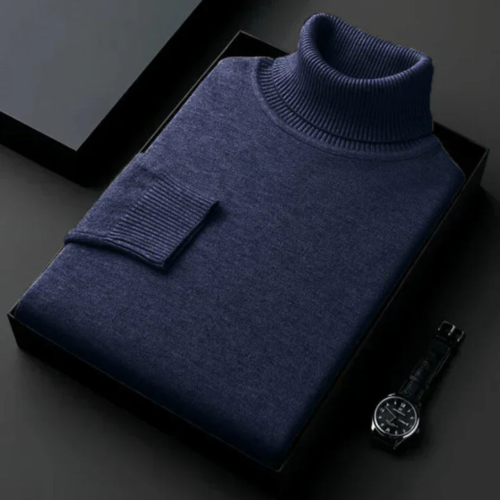 Herren Pullover Rollkragen warm Herbst in Dunkelblau