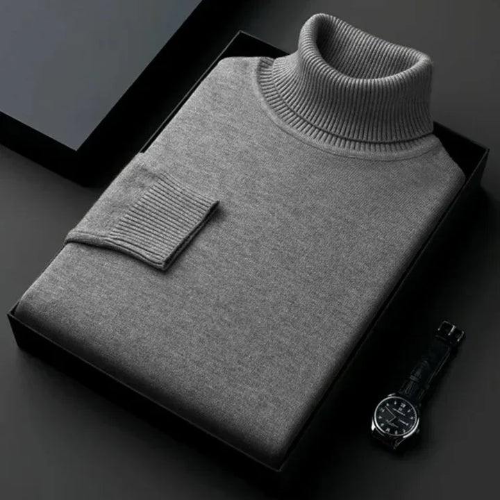 Herren Pullover Rollkragen warm Herbst in Dunkelgrau