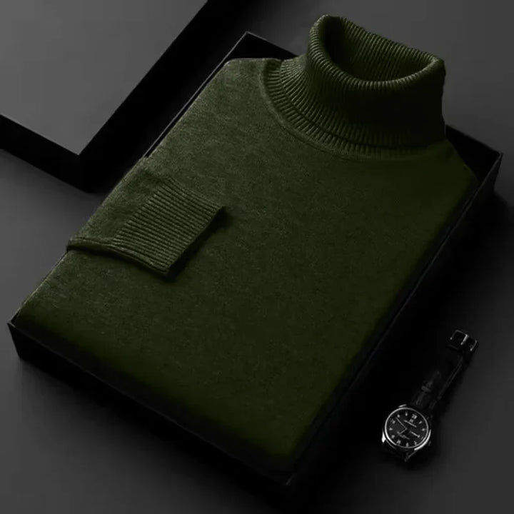 Herren Pullover Rollkragen warm Herbst in Dunkelgrün