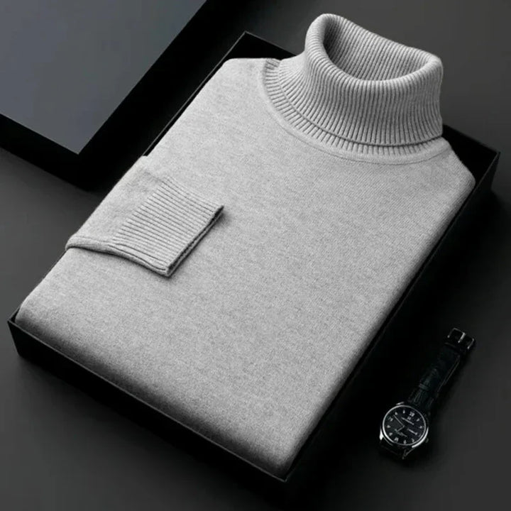 Herren Pullover Rollkragen warm Herbst in Hellgrau