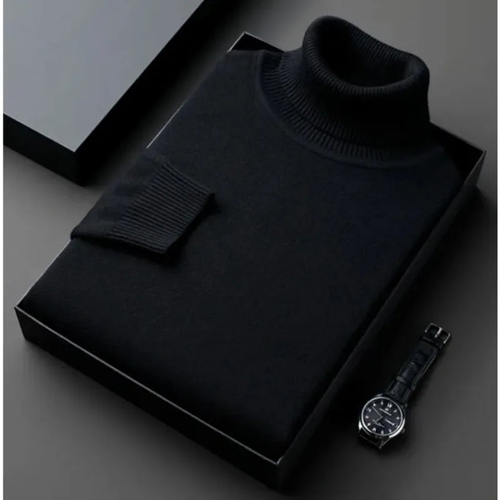 Herren Pullover Rollkragen warm Herbst in Schwarz