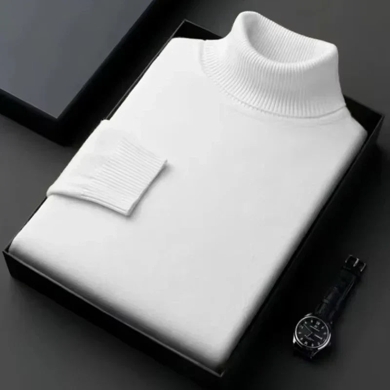 Herren Pullover Rollkragen warm Herbst in Weiß