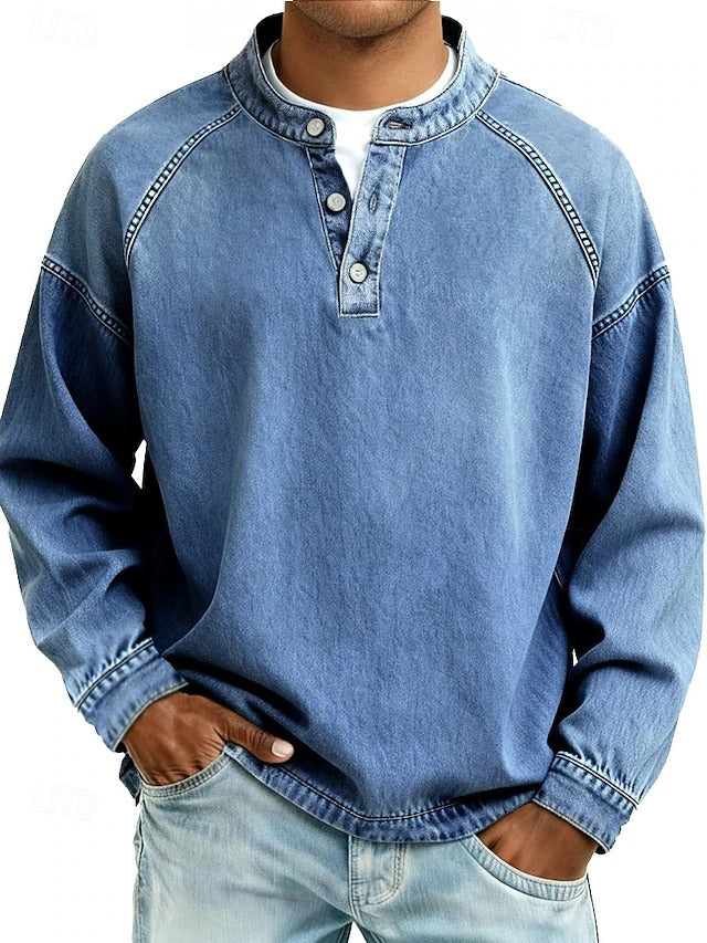Herren Pullover Vintage im Used-Look in Hellblau
