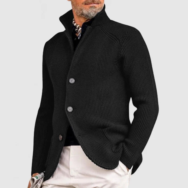 Herren Pullover Waffel-Cardigan mit Stehkragen (13)