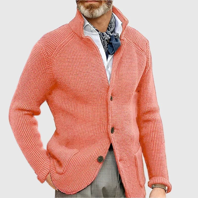 Herren Pullover Waffel-Cardigan mit Stehkragen (6)