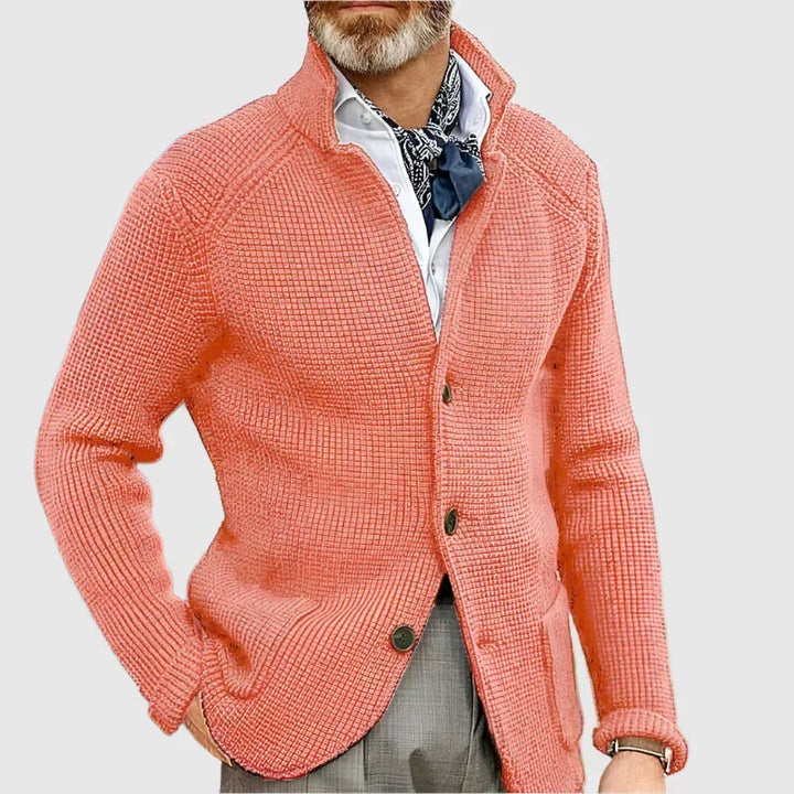 Herren Pullover Waffel-Cardigan mit Stehkragen (6)