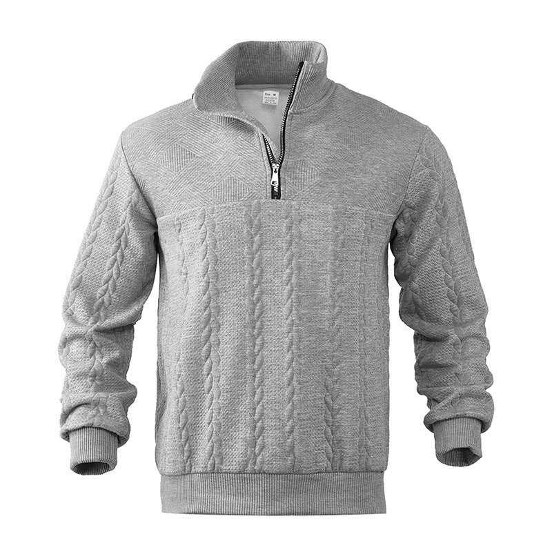 Herren Pullover Zopfstrick mit Viertelreißverschluss (2)
